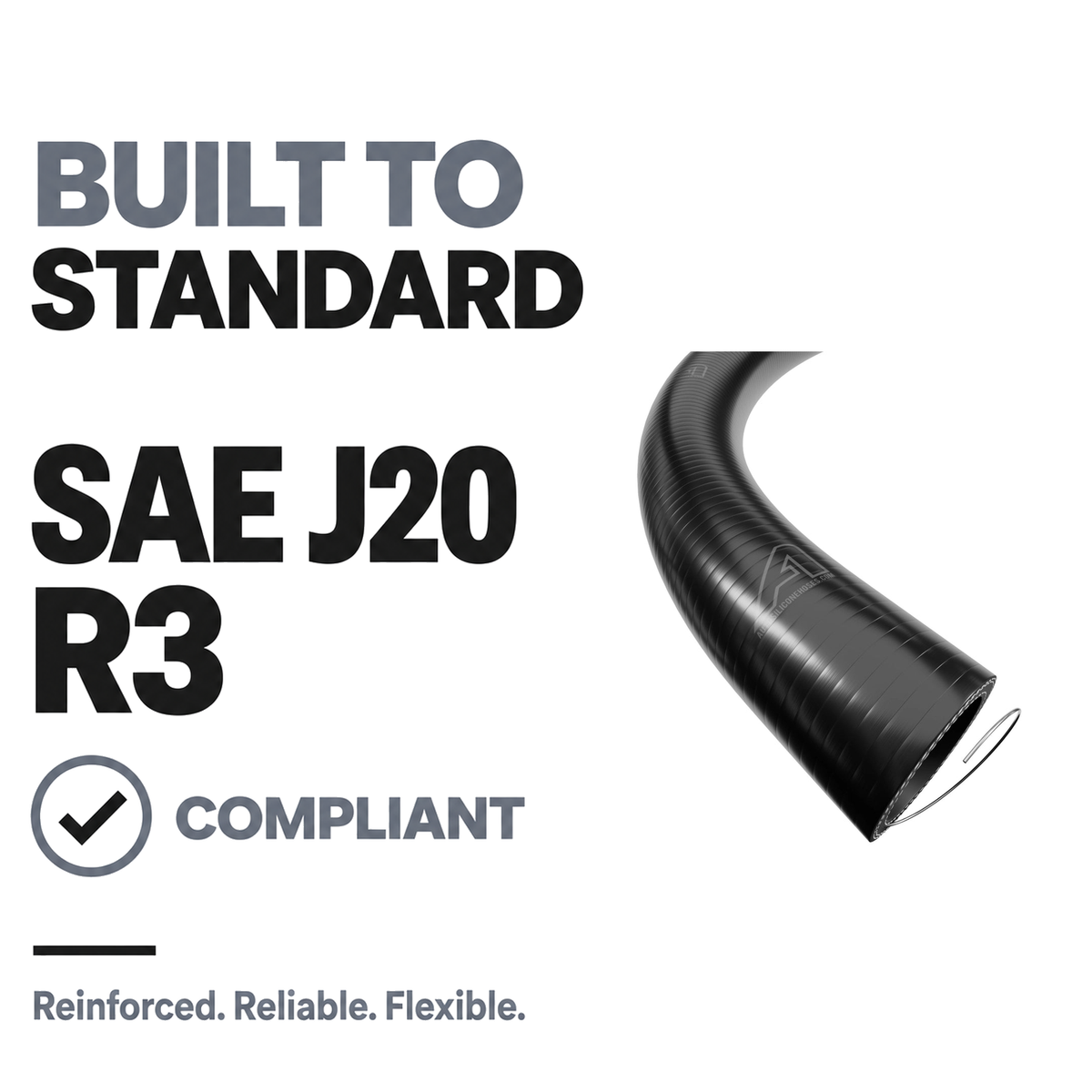1 Metre SuperFlex Wire Reinforced Silicone - Black - Built to SAE J20 R3