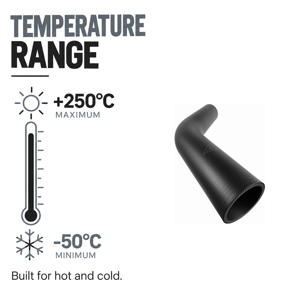 45 Degree Wrapped Silicone Elbow - Black - Temperature range -50°C to +250°C