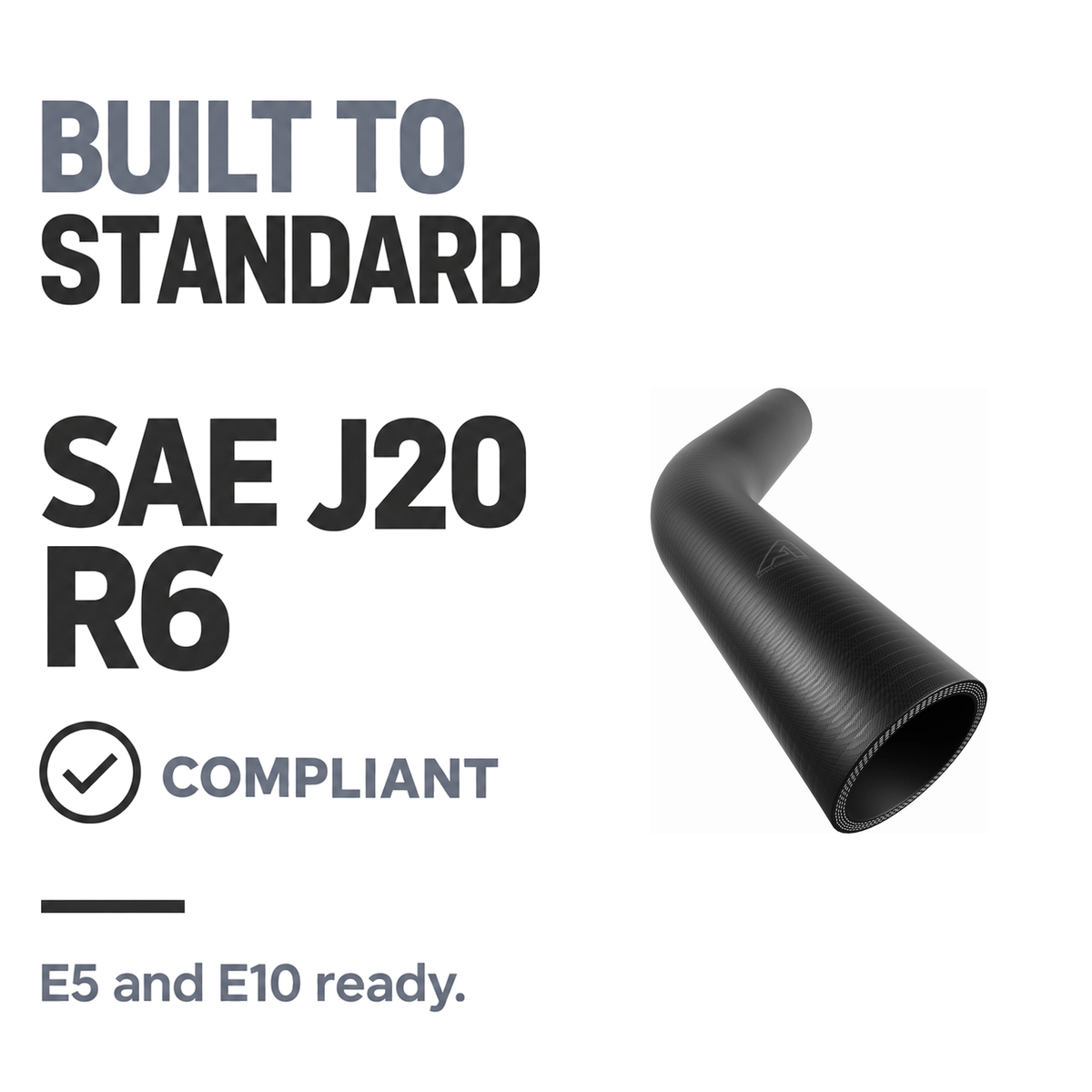 45 Degree Wrapped Silicone Elbow - Black - Built to SAE J20 R6