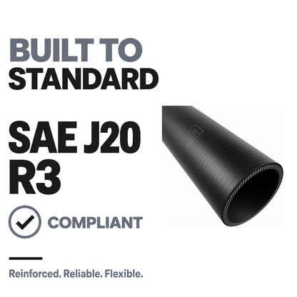 1 Metre Classic Wrapped Straight Silicone Hose - Black - Built to SAE J20 R3