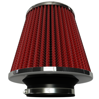 Twin Cone Performance Air Filter  Auto Silicone Hoses Red  
